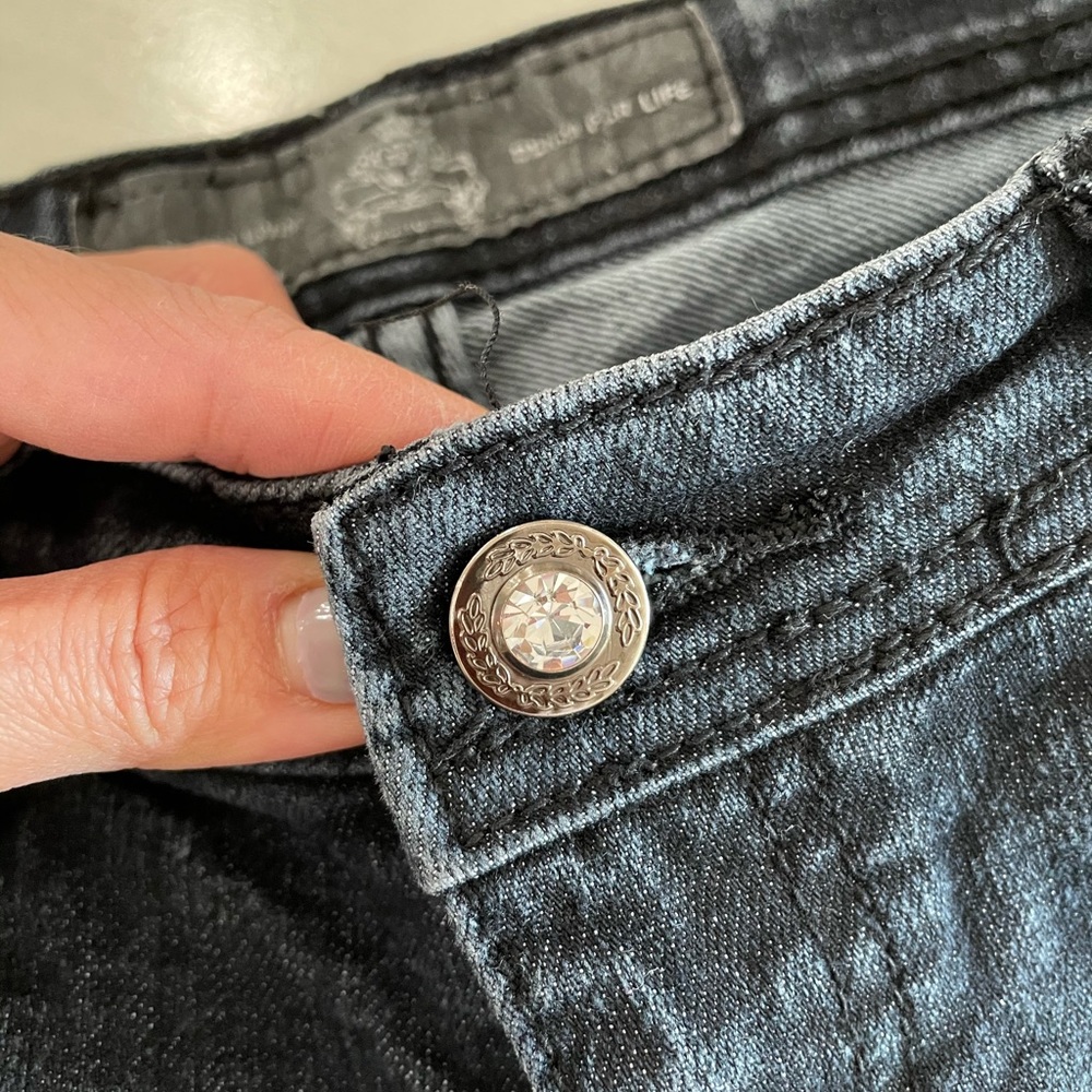 Black Washed Rhinestone Jeans - Picture 7 of 8